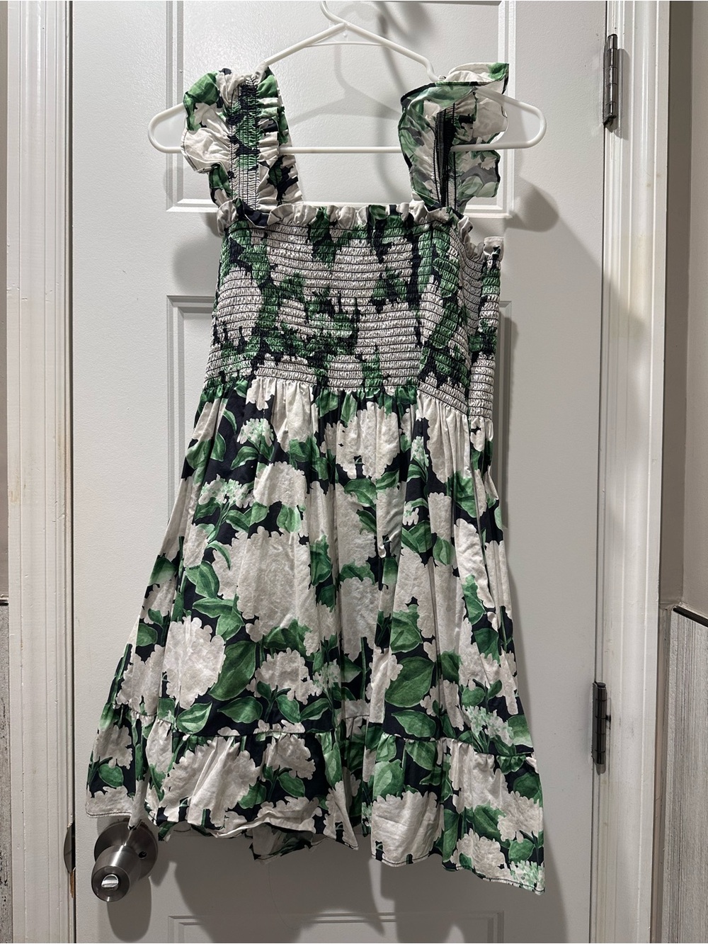 Hill House Elizabeth Nap Dress White and Green Floral
